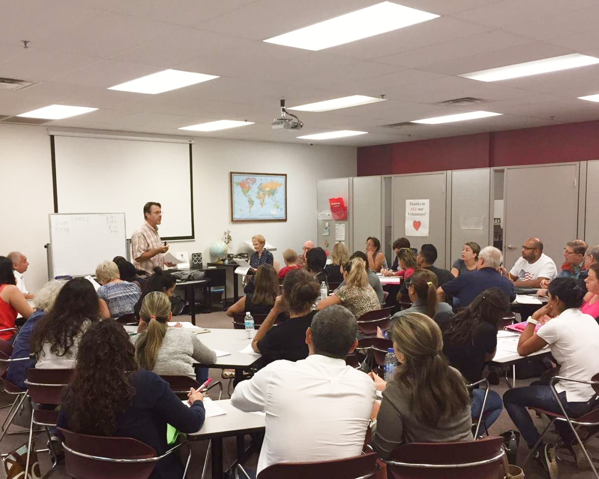 Classroom of students at an adult learning center